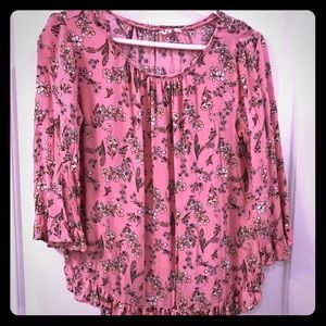 Pink floral blouse